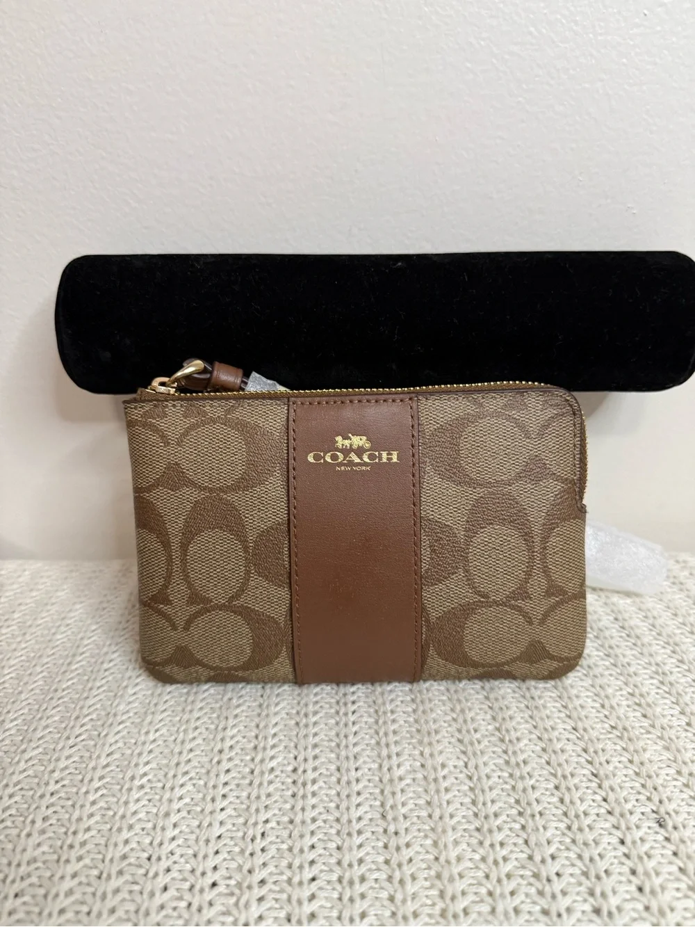 Coach NWT Signature Coated Canvas Wristlet in Brown
